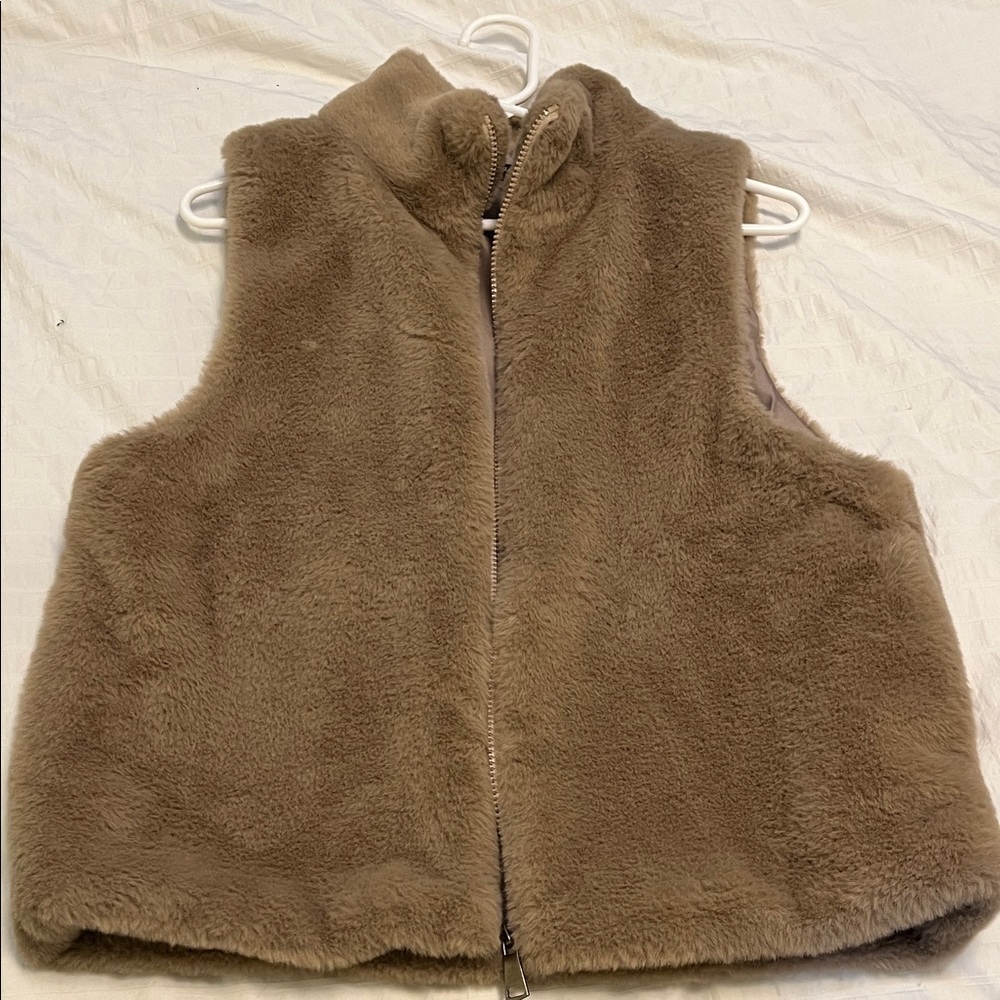 Do Everything in Love Tan Fleece Vest